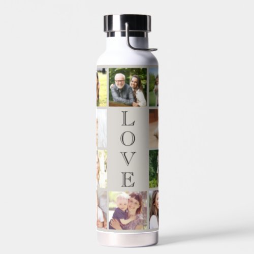 Modern Love 10 Photo Collage Taupe Water Bottle