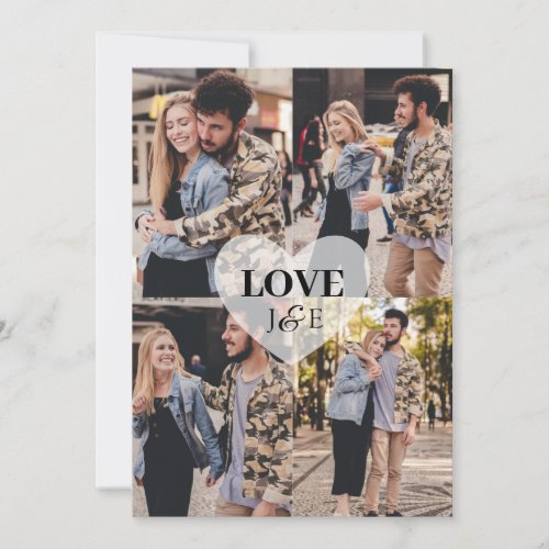 Modern Love 4 Custom Photo Couple Monogram Holiday Card