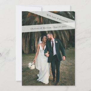 Modern Love and Graditude Photo Paper Tape Wedding Thank You Card