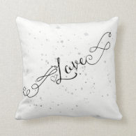 Modern Love and Splatters Ink Calligraphy Throw Pillow