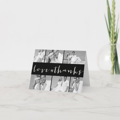 Modern Love And Thanks Band 6 Multi Photo Wedding Thank You Card