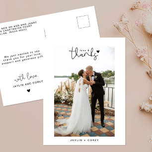 Modern Love and Thanks Calligraphy Script  Postcard