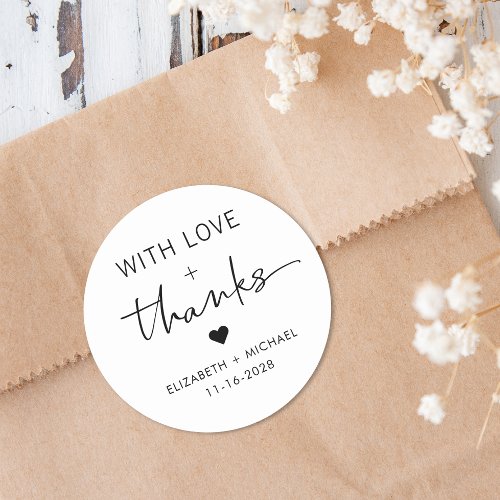 Modern Love And Thanks Wedding Classic Round Sticker