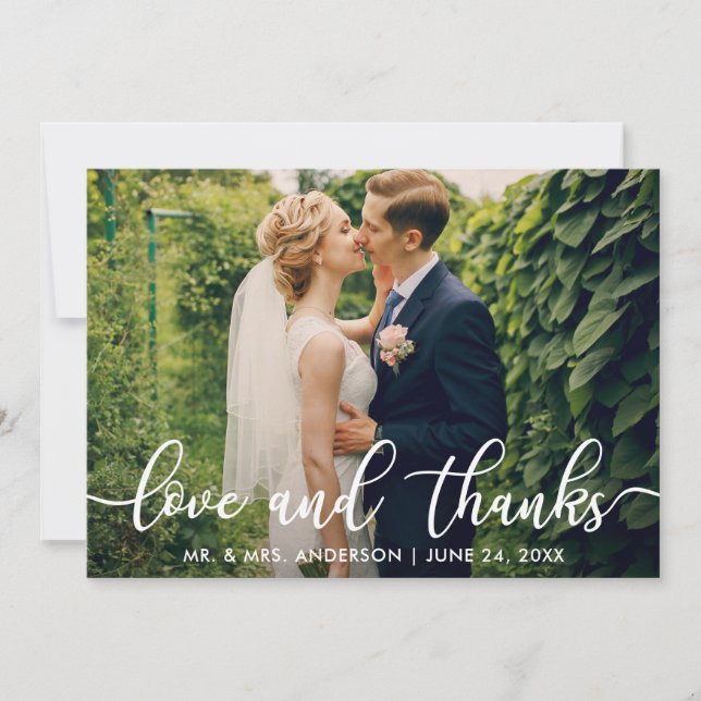 Modern Love and Thanks | Wedding Photo Thank You Card (Front)