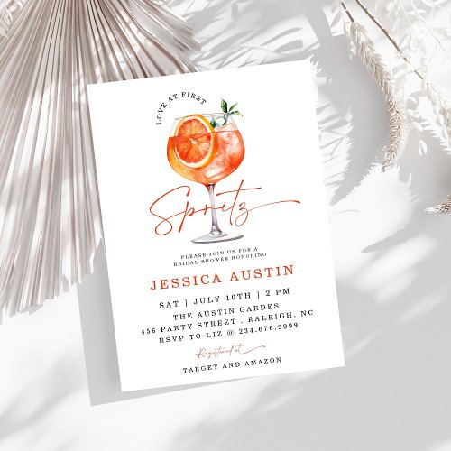 Modern Love At First Spritz Bridal Shower  Invitat Invitation