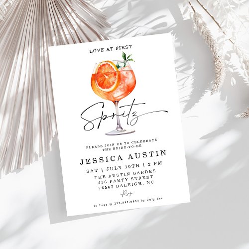 Modern Love At First Spritz Bridal Shower  Invitation