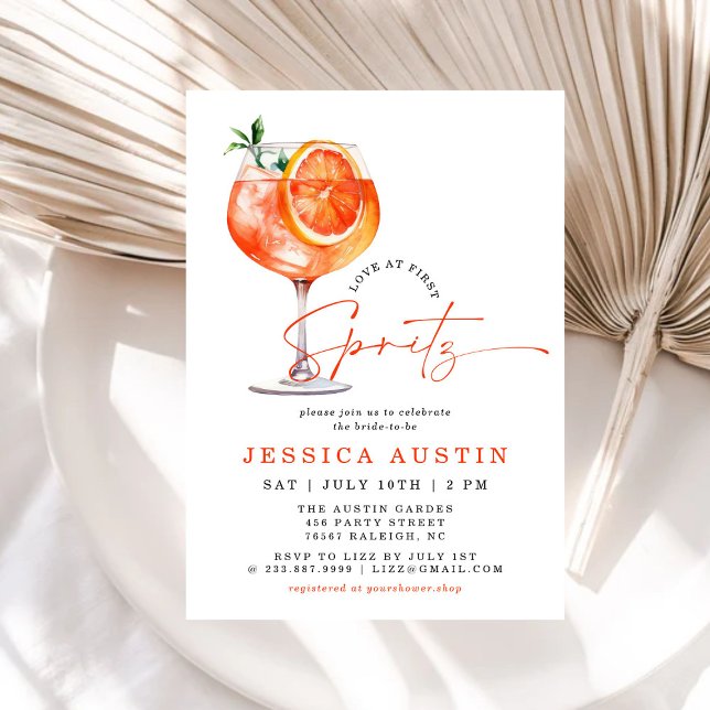 Modern Love At First Spritz Bridal Shower  Invitation (Creator Uploaded)