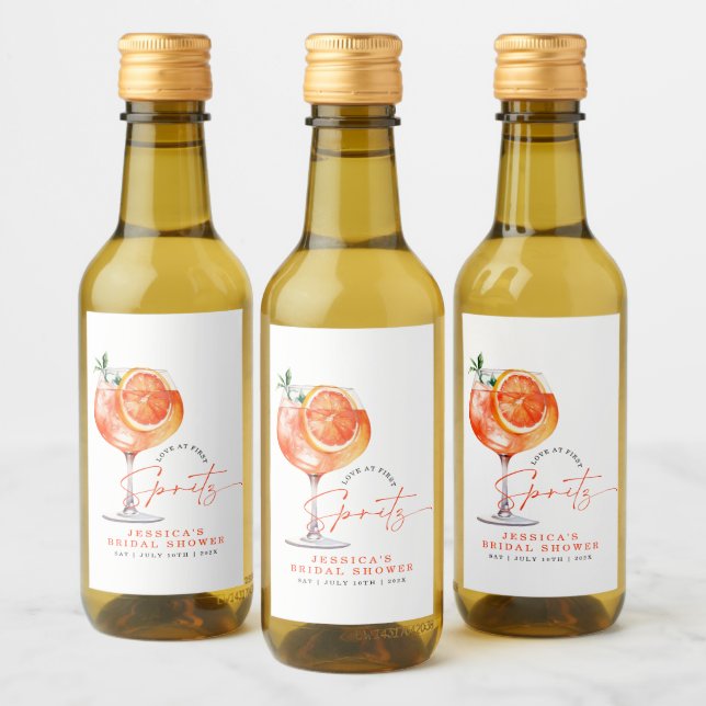 Modern Love At First Spritz Bridal Shower  Wine Label (Bottles)