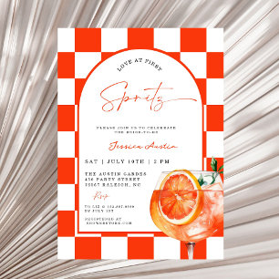 Modern Love At First Spritz Orange Bridal Shower  Invitation