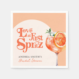 Modern Love at First Spritz Retro Bridal Shower Napkins