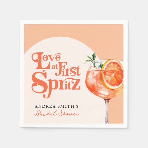 Modern Love at First Spritz Retro Bridal Shower  Napkins