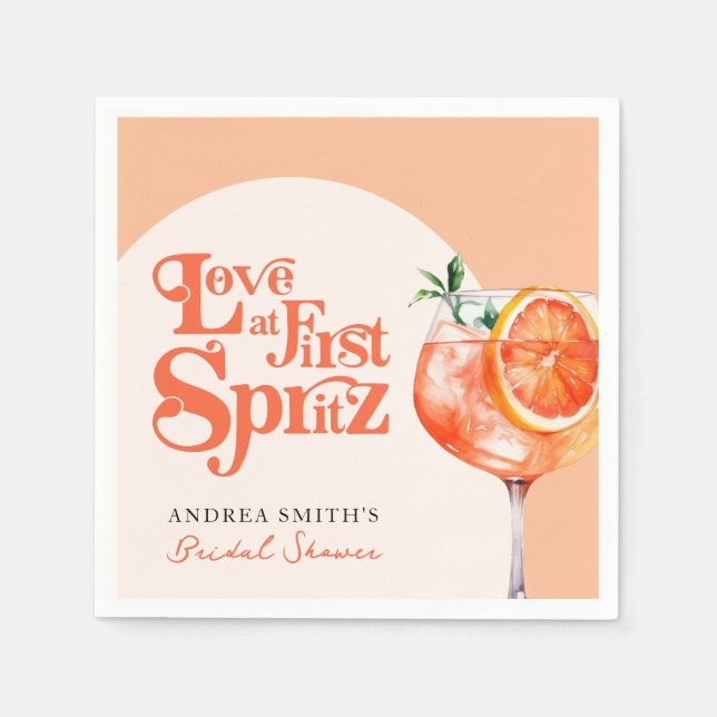 Modern Love at First Spritz Retro Bridal Shower  Napkins (Front)