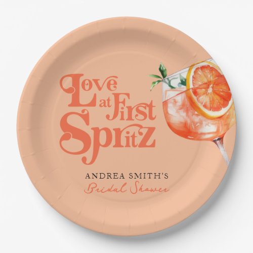 Modern Love at First Spritz Retro Bridal Shower  Paper Plates