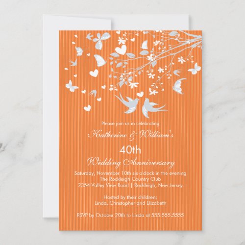 Modern Love Birds Anniversary Party Invitation