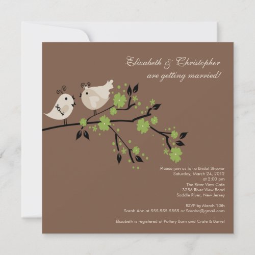 Modern Love Birds Bridal Shower Invitation