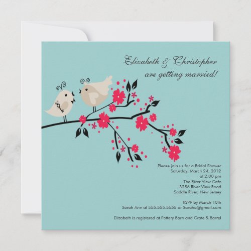 Modern Love Birds Bridal Shower Invitation