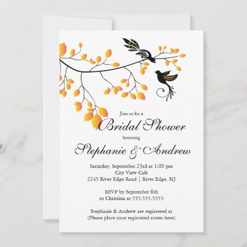 Modern Love Birds Couples Bridal Shower Invitation