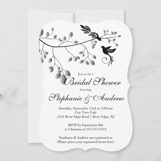 Modern Love Birds Couples Bridal Shower Invitation (Front)