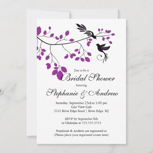 Modern Love Birds Couples Bridal Shower Invitation