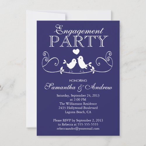 Modern Love Birds Engagement Party Invitations