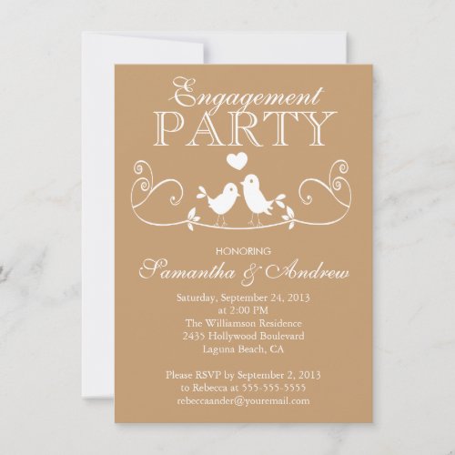 Modern Love Birds Engagement Party Invitations