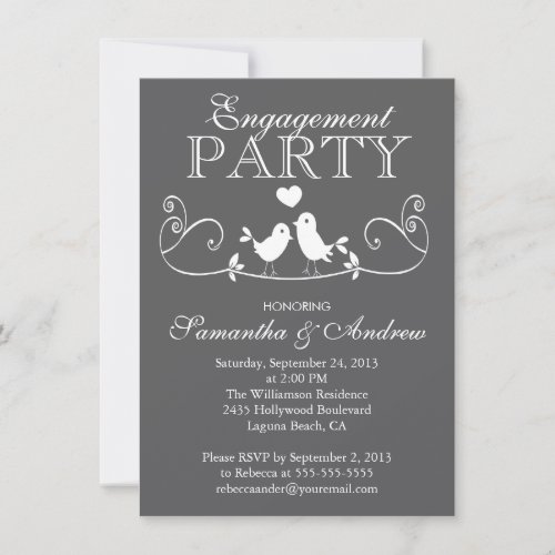 Modern Love Birds Engagement Party Invitations