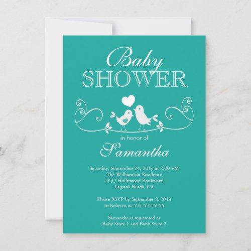 Modern Love Birds Neutral Baby Shower Invitation