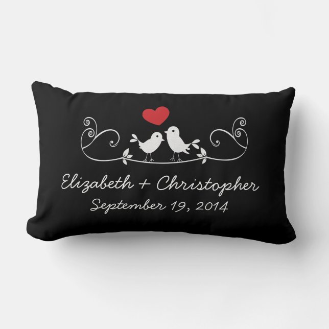 Modern Love Birds Personalized Throw Pillow (Front)