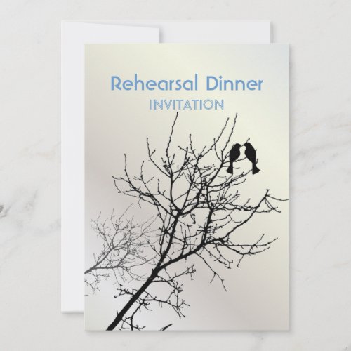 Modern Love Birds Tree Rehearsal Dinner Invitation