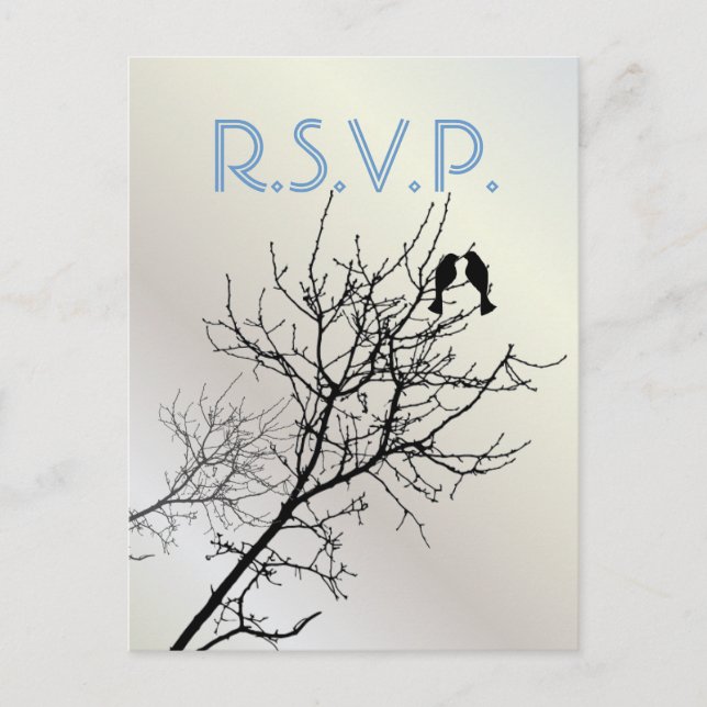 modern love birds rustic country wedding rsvp invitation postcard (Front)