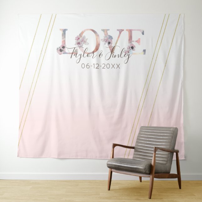 Modern LOVE Blush Pink Selfie Backdrop Wedding (In Situ (Horizontal))