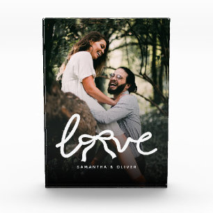 Modern Love Bow Typography Couple Custom Photo Acrylic Award