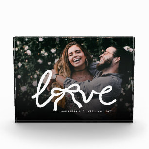 Modern Love Bow Typography Couple Custom Photo Acrylic Award