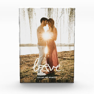 Modern Love Bow Typography Couple Custom Photo Acrylic Award
