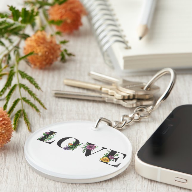 Modern Love Bright Colours Floral Keychain (Front Right)