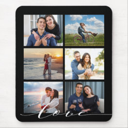 Modern Love Calligraphy Photo Collage Mouse Pad