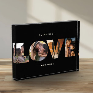 Modern LOVE Collage Cutout Romantic Valentines Photo Block