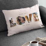 Modern LOVE Collage Cutout Valentine's Day Lumbar  Lumbar Pillow<br><div class="desc">EVERY DAY I LOVE YOU MORE. Great gift for Valentine's Day,  Anniversaries or for Newlyweds: This modern photo collage pillow is easy to customize with your 4 favorite photos inside the minimalist LOVE cutout typography design.The wording around the word LOVE can be personalized.</div>