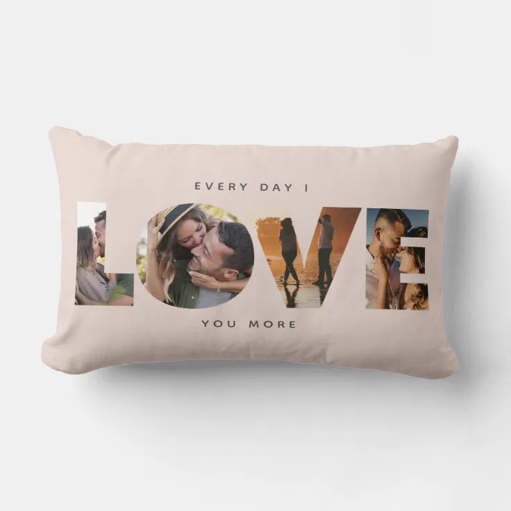 Modern LOVE Collage Cutout Valentine's Day Lumbar Lumbar Pillow Zazzle
