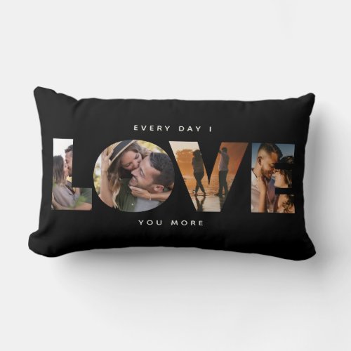 Modern LOVE Collage Cutout Valentines Day Lumbar Pillow
