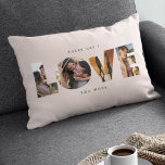 Modern LOVE Collage Cutout Valentine's Day Lumbar  Pillow<br><div class="desc">EVERY DAY I LOVE YOU MORE. Great gift for Valentine's Day,  Anniversaries or for Newlyweds: This modern photo collage pillow is easy to customize with your 4 favorite photos inside the minimalist LOVE cutout typography design.The wording around the word LOVE can be personalized.</div>