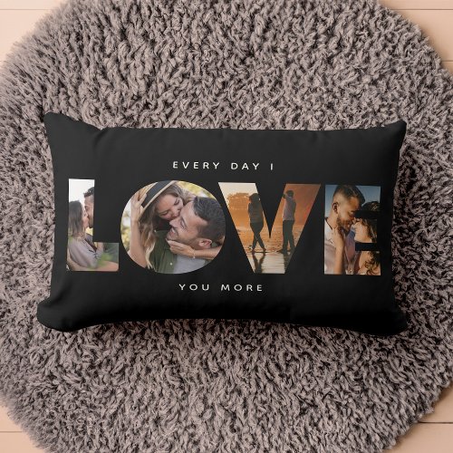 Modern LOVE Collage Cutout Valentines Day Lumbar Pillow