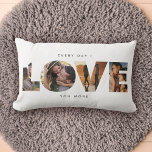 Modern LOVE Collage Cutout Valentine's Day Lumbar Pillow<br><div class="desc">EVERY DAY I LOVE YOU MORE. Great gift for Valentine's Day,  Anniversaries or for Newlyweds: This modern photo collage pillow is easy to customize with your 4 favorite photos inside the minimalist LOVE cutout typography design.The wording around the word LOVE can be personalized.</div>