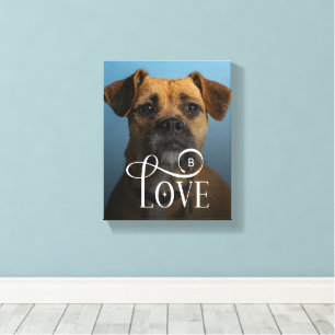 Modern Love Custom Boxer Dog Pets Photo Monogram Canvas Print