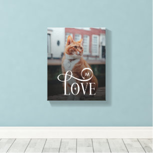 Modern Love Custom Cat Pets Photo Monogram Canvas Print