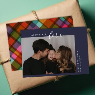 Modern Love Custom Color Plaid Photo Christmas Holiday Card