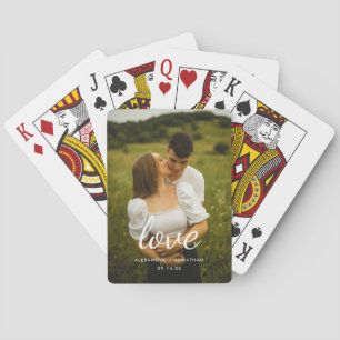 Modern "Love" Custom Couple Photo & Names Poker Cards