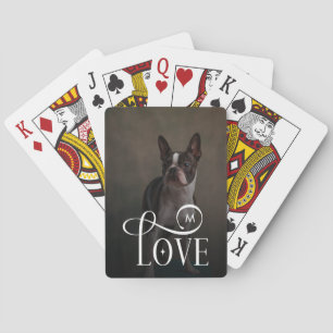 Modern Love Custom Dog Pets Photo Monogram Poker Cards