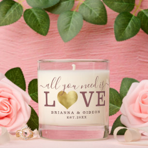 Modern Love Custom Name Gold Heart Valentine's Scented Candle