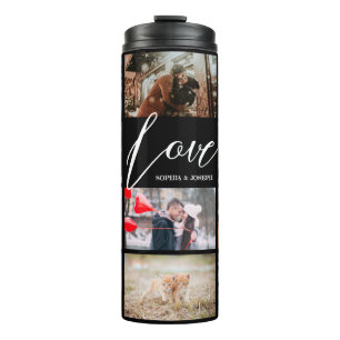 Modern Love custom photo collage Valentine couple Thermal Tumbler